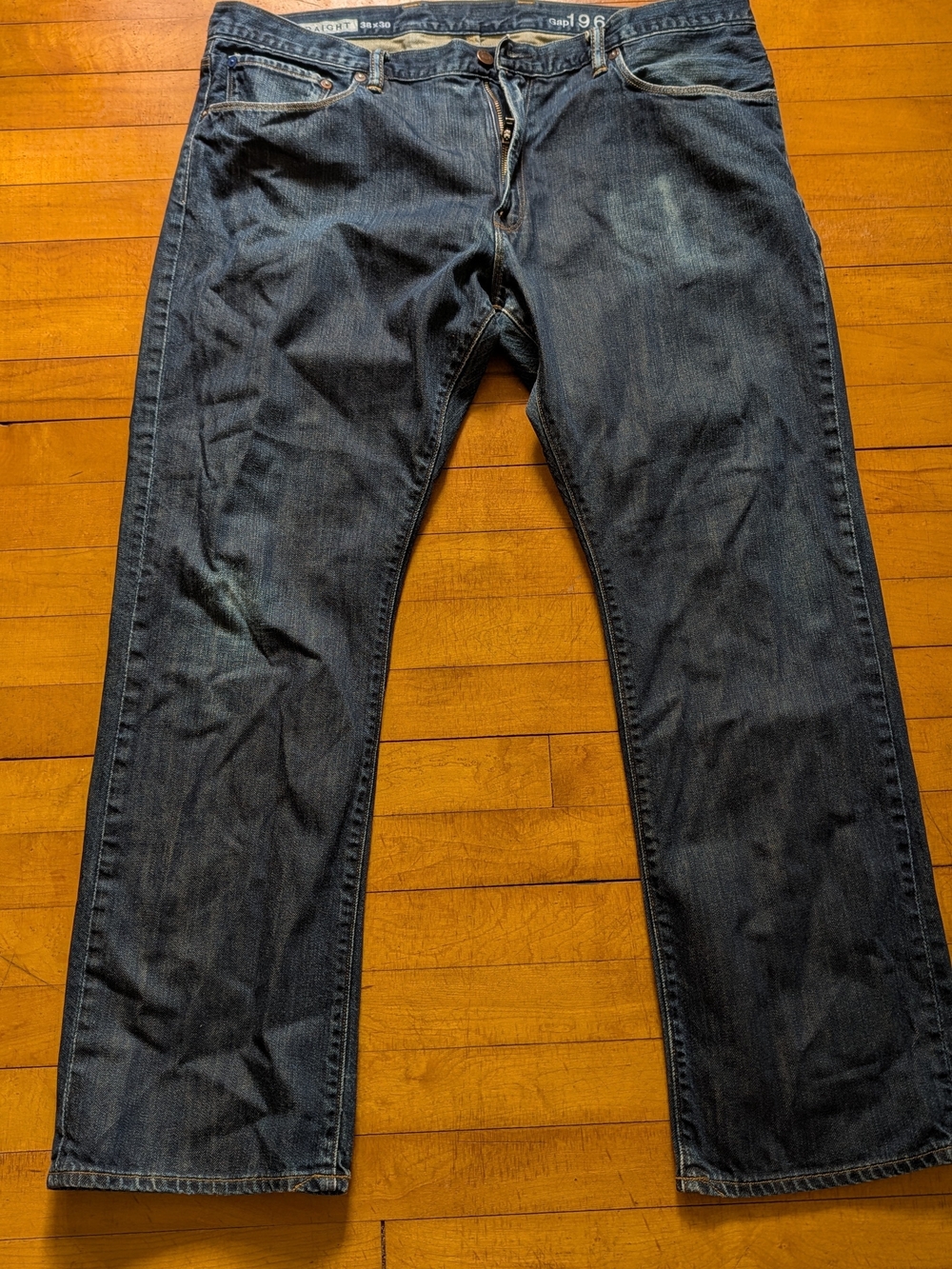 Men's 38x30 GAP1969 Straight-Leg Jeans in Dark Blue Denim
